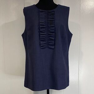Banana Republic Top Sleeveless Lined Ruffle Accent Preppy Academia Size 14